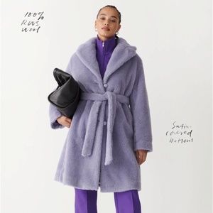NEW & Other Stories Belted Faux Fur Coat - Lilac